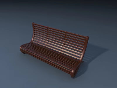 Brown Wooden Outdoor Chair with Slatted Backrest and Seat Long Bench Style for Garden Patio 3d model