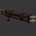 Futuristic Sci Fi Weapon With Gray Body Red Grip And Multiple Barrels 3d model
