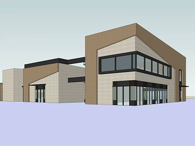 Modern Commercial Complex Featuring Glass Facade And Multi Story Mixed Material Exterior 3d model