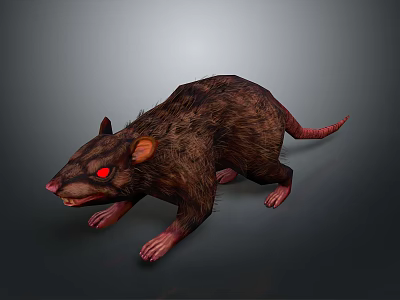 Realistic Brown Fur Rat with Red Eyes Game and Movie Character 3d model