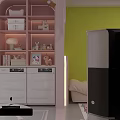 Pink Hello Kitty Living Room With Beige Sofa Coffee Table Stuffed Toys And Decorative Paintings