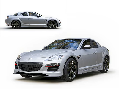 Silver Mazda Sports Car With Sleek Body Design And Black Alloy Wheels 3d model