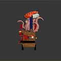 Mobile Commercial Takoyaki Food Cart With Octopus Decor And Red White Design For Street Business