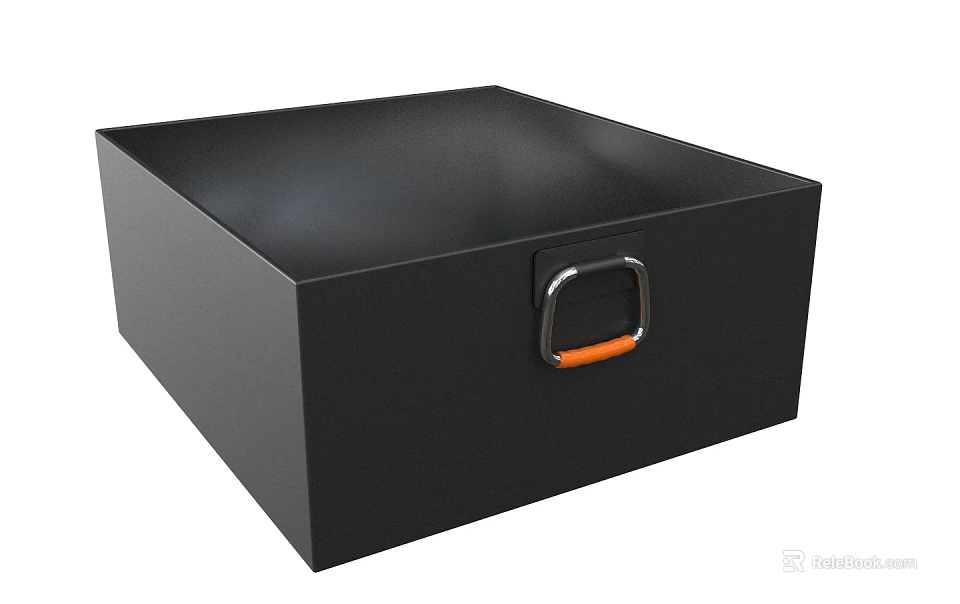 Black Storage Box With Orange Handle Ideal For Home Storage 3d model 