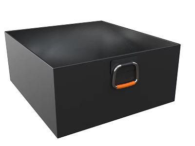 Black Storage Box With Orange Handle Ideal For Home Storage 3d model