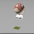Cartoon Fish Shaped White Equipment With Connecting Wire And Green Mat