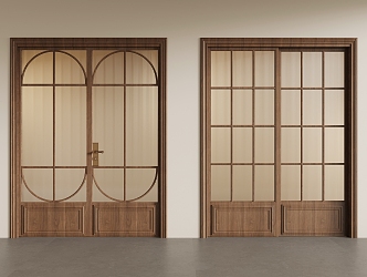 Antique double door glass double door glass swing door 3d model