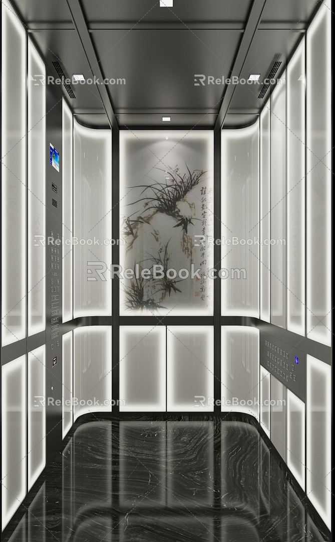 Modern Elevator Car Orchid 3d model