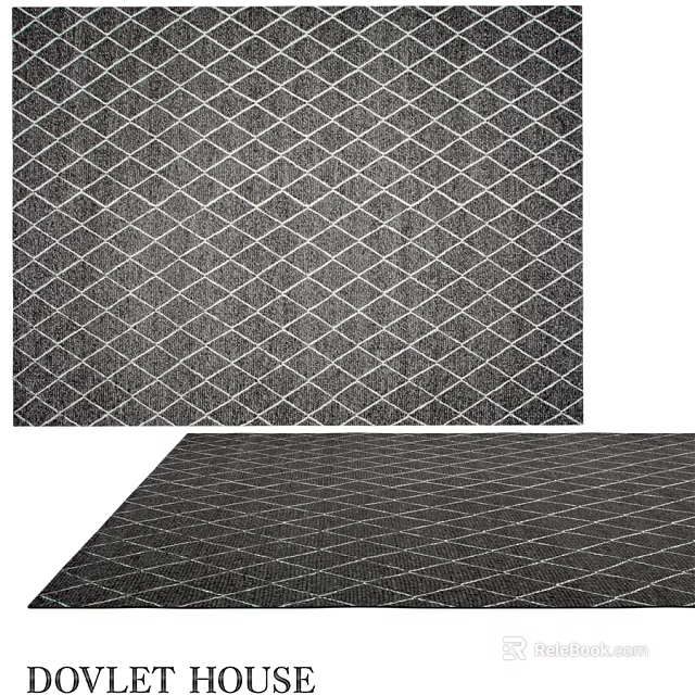 Square Rug With Dark Diamond Pattern And White Lines For Modern Home Decor 3d model 