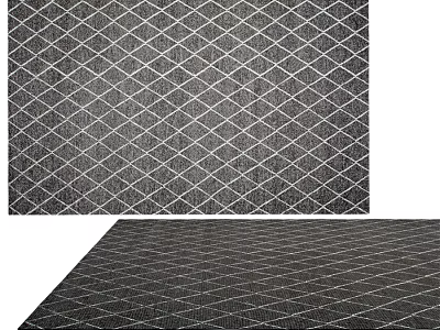 Square Rug With Dark Diamond Pattern And White Lines For Modern Home Decor 3d model