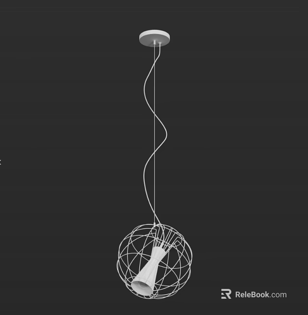 Modern Minimalist Spherical Mesh Pendant Light With Spiral Hanging Wire Design 3d model 