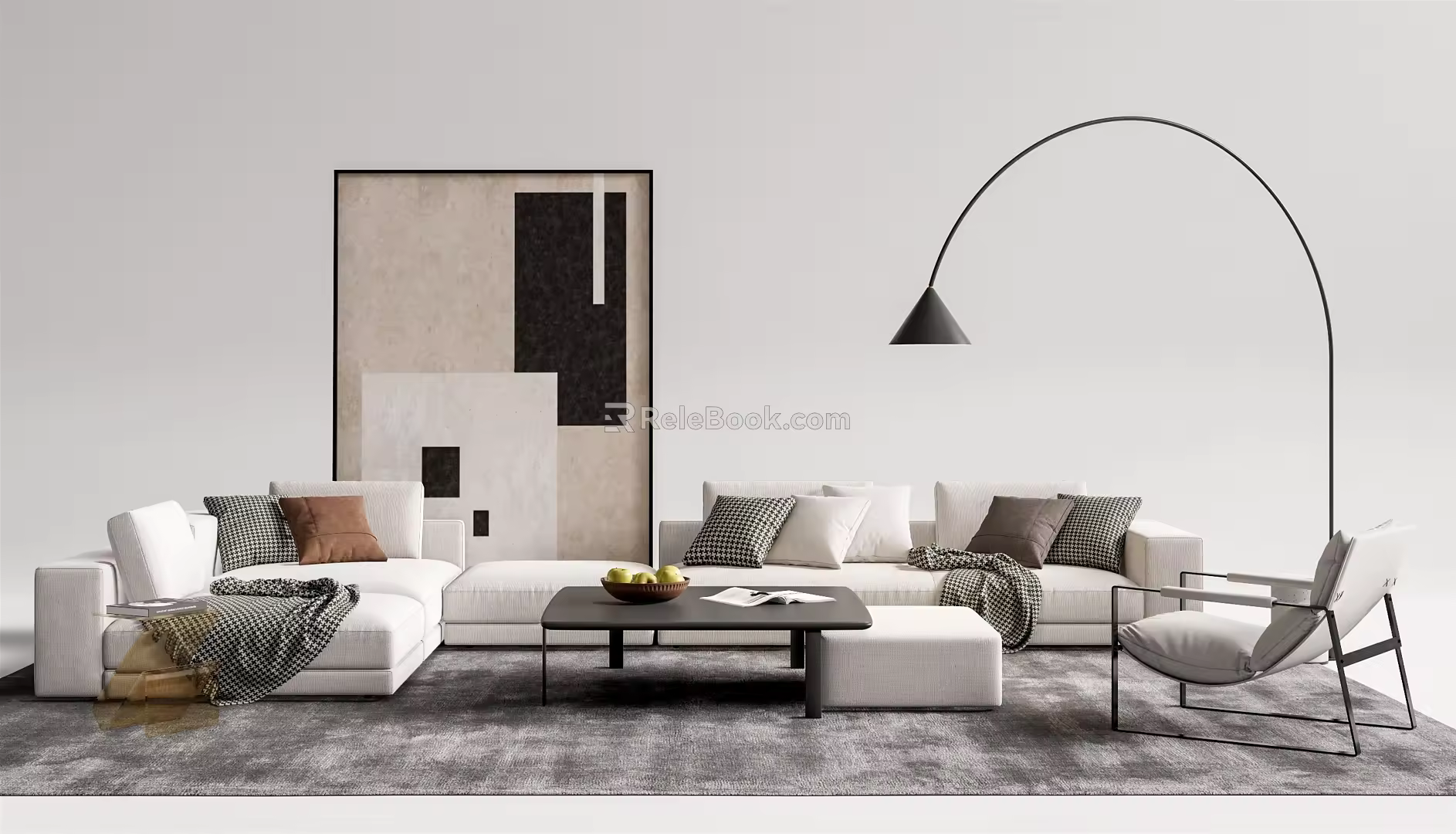 Modern sofa coffee table combination 3d model