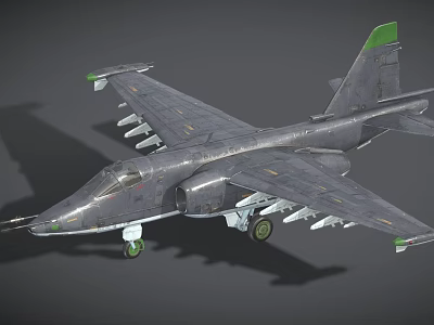 Military Gray Fighter Jet With Mounted Weapons And Landing Gear 3d model