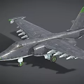 Military Gray Fighter Jet With Mounted Weapons And Landing Gear