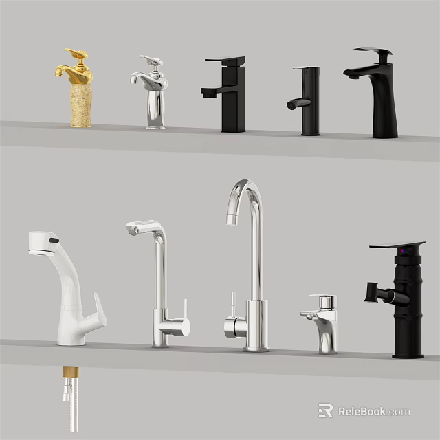 Various Modern Faucet Designs With Different Colors And Styles For Kitchen Bathroom 3d model 