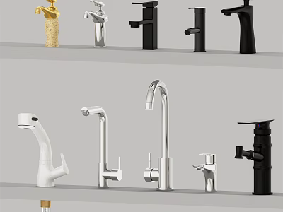 Various Modern Faucet Designs With Different Colors And Styles For Kitchen Bathroom 3d model
