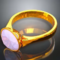 Elegant Golden Ring With Pink Gemstone And Shiny Band Design