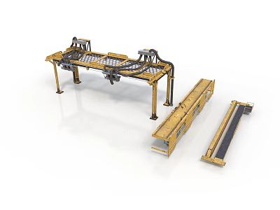 Industrial Conveyor System Equipment With Metal Frame And Separate Components 3d model
