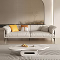modern double sofa cream 3d model