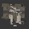 3D Industrial Construction Scene Model With Cranes Containers And Platform Structures