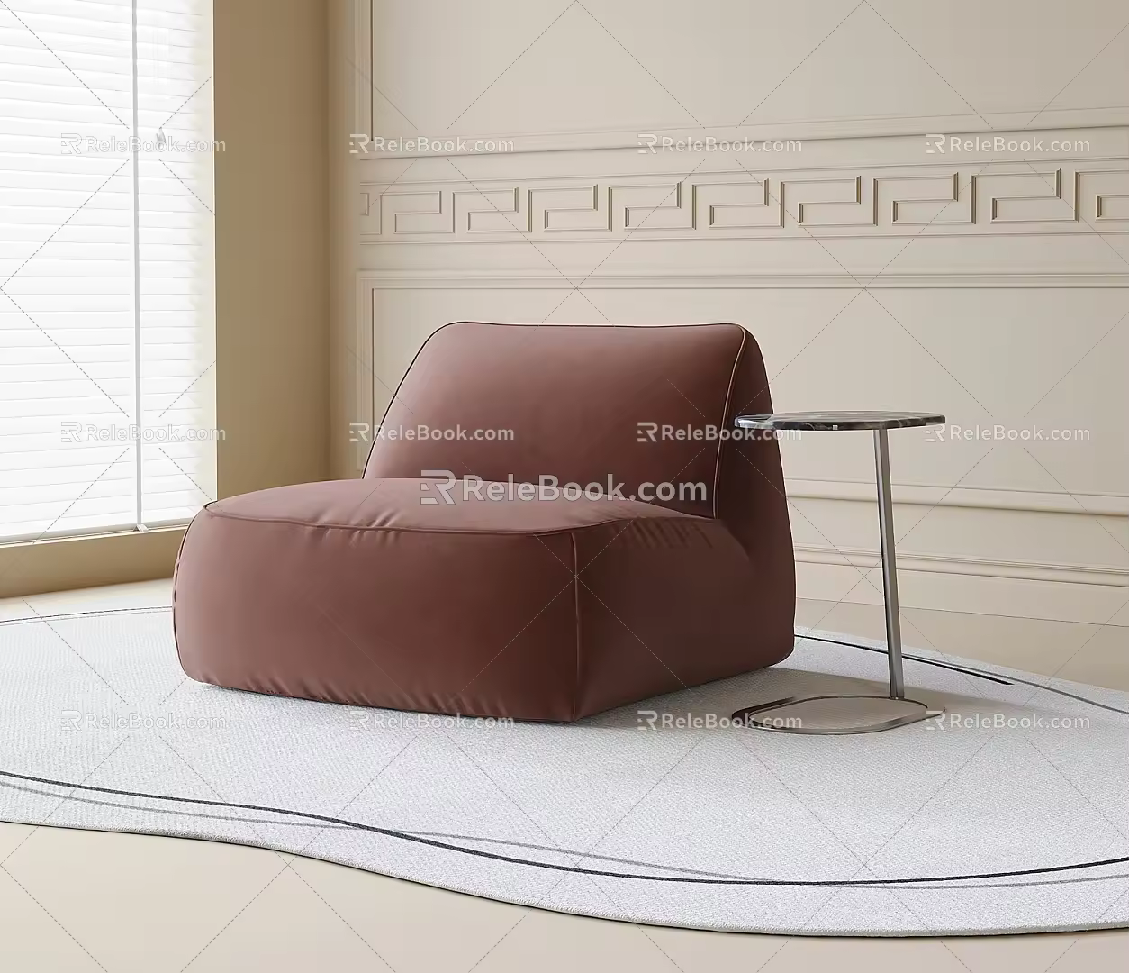 Single sofa lazy sofa leisure chair side table 3d model