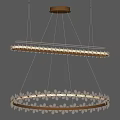 Modern Crystal Chandelier With Floral Crystal Accents And Double Layer Metal Frame