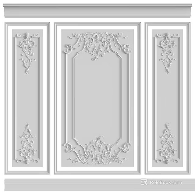 Elegant White Door Panels With Intricate Carved Patterns And Classic Designs 3d model