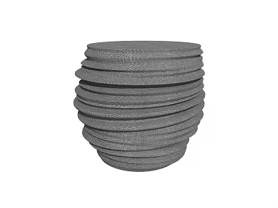 Gray Stacked Textured Circular Objects With Layered Design Structure 3d model
