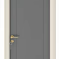 Classic White Double Door With Glass Panels And Metal Handle For Home Interior