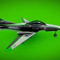 Sleek Modern Passenger Jet With Silver Gray Body Green Accent Lines And Transparent Cockpit Design