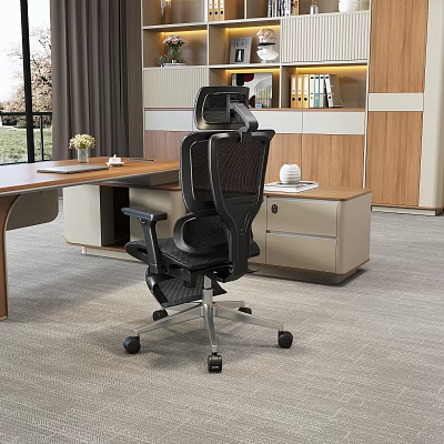 Ergonomic High Back Mesh Office Chair With Adjustable Headrest And Footrest For Modern Executive Office 3d model
