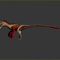 Fierce Feathered Dinosaur 3D Model With Open Mouth And Red Brown Plumage