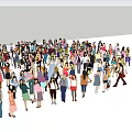 Large Crowd of People in Colorful Casual Clothing and Diverse Styles