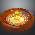 Decorative Wooden Roulette Wheel Furniture Featuring Golden Accents and Colorful Sections