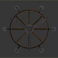 Rustic Vintage Wheel Chandelier With Hanging Chains And Glass Shades