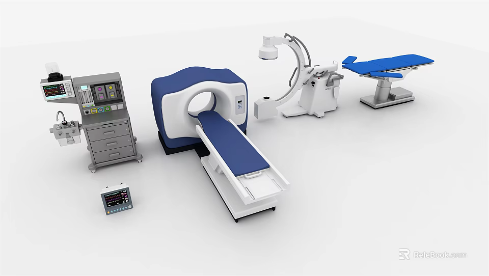 Advanced Medical Devices Featuring CT Scanner X-ray Machine Surgical Table And Control Console 3d model