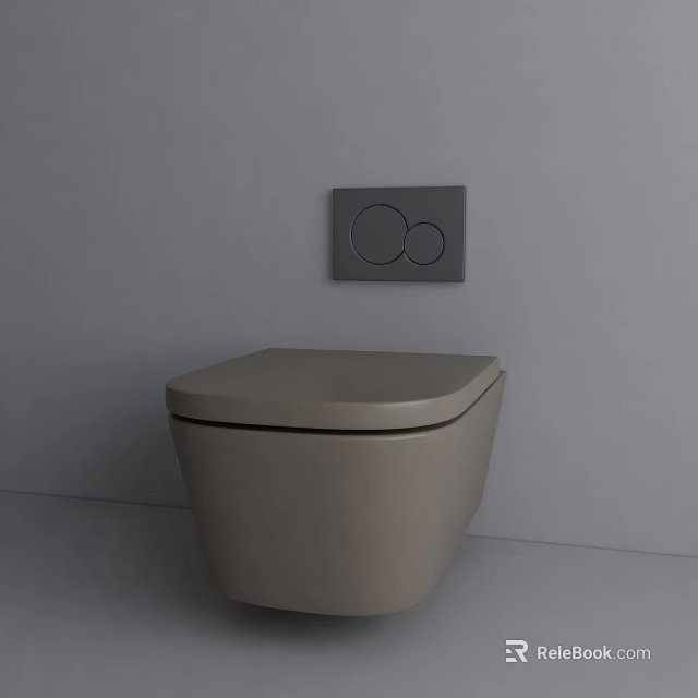 Modern Gray Tankless Toilet With Wall Mounted Control Panel And Circular Buttons 3d model 