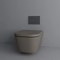 Modern Gray Tankless Toilet With Wall Mounted Control Panel And Circular Buttons