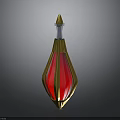 Red And Gold Ornate Decorative Bottle With Glowing Red Section And Transparent Spire