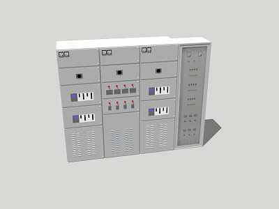 Industrial Electrical Control Cabinet With Multiple Panels Buttons Indicators And Display Screens 3d model