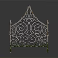 Ornate Wrought Iron Fence With Scrollwork Design Pointed Top Spikes And Green Accent Base