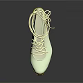 White Stylish Sneakers With Long Wrapped Laces And Yellow Platform Sole