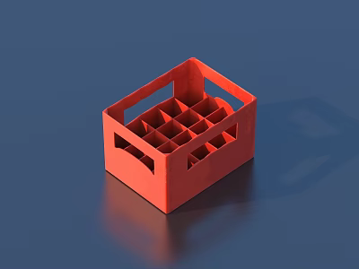 Red Storage Box With Grid Compartments For Household Small Items Organizer 3d model