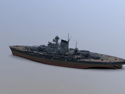 Realistic Warship Model Featuring Deck Turrets Command Tower Hull And Antennas 3d model
