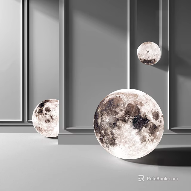 Moon Shaped Decorative Lights with Realistic Lunar Texture for Modern Home Interior Decoration 3d model 