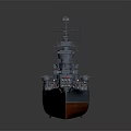Large Detailed Warship Model Featuring Multiple Turrets Masts And Naval Deck Equipment 3d model