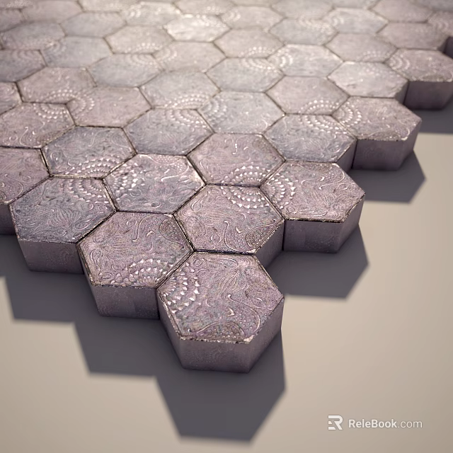 Modern Hexagonal Patterned Wall Decor With Metallic Finish For Interior Design 3d model