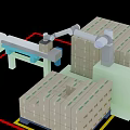 Smart Machine With Robotic Arm Handling Stacked Boxes On Conveyor Belt 3d model