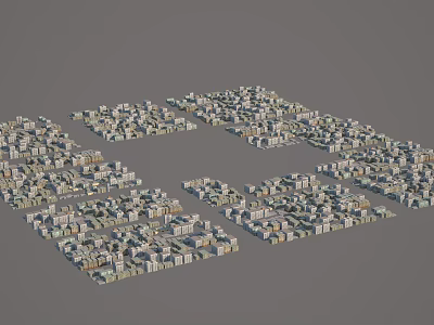 Modern Dense Urban Building Complex with Diverse Residential Commercial Layout Design 3d model