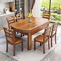 Wooden Oval Dining Table And Six Chairs Set With Vase And Natural View